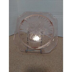 Jeannette Glass Co. Adam Pink Footed Cake Plate